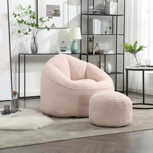 [Bellemave]Bedding Bean Bag Sofa Chair High Pressure Foam Bean Bag Chair Adult Material with Padded Foam Padding Compressed Bean Bag With Footrest