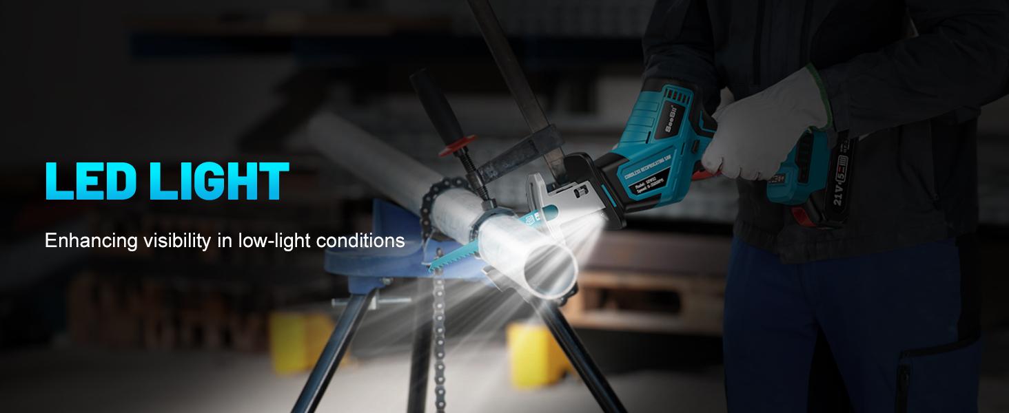SeeSii Reciprocating Saw, 3500RPM Brushless Power Cordless Reciprocating Saw with LED Light, Tool-free Blade Change 8 Saw Blades Portable Reciprocating Saw for Wood PVC Cutting RS100 #TikTokShopBlackFriday