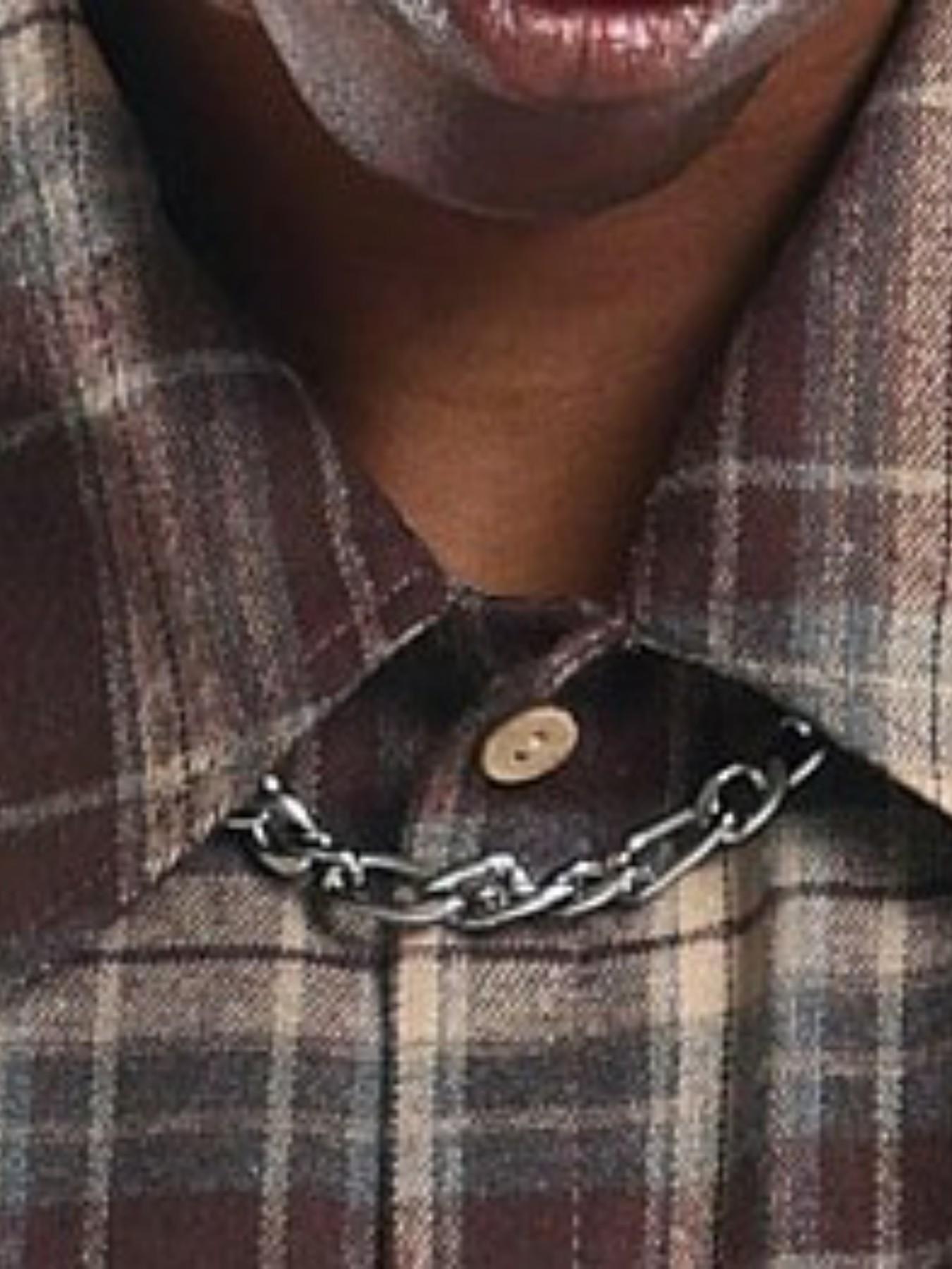 1pc Men's Vintage Plaid Flannel Shirt Oversized Long Sleeve Button Down Brown Checkered Top Streetwear Casual Blouse for Men