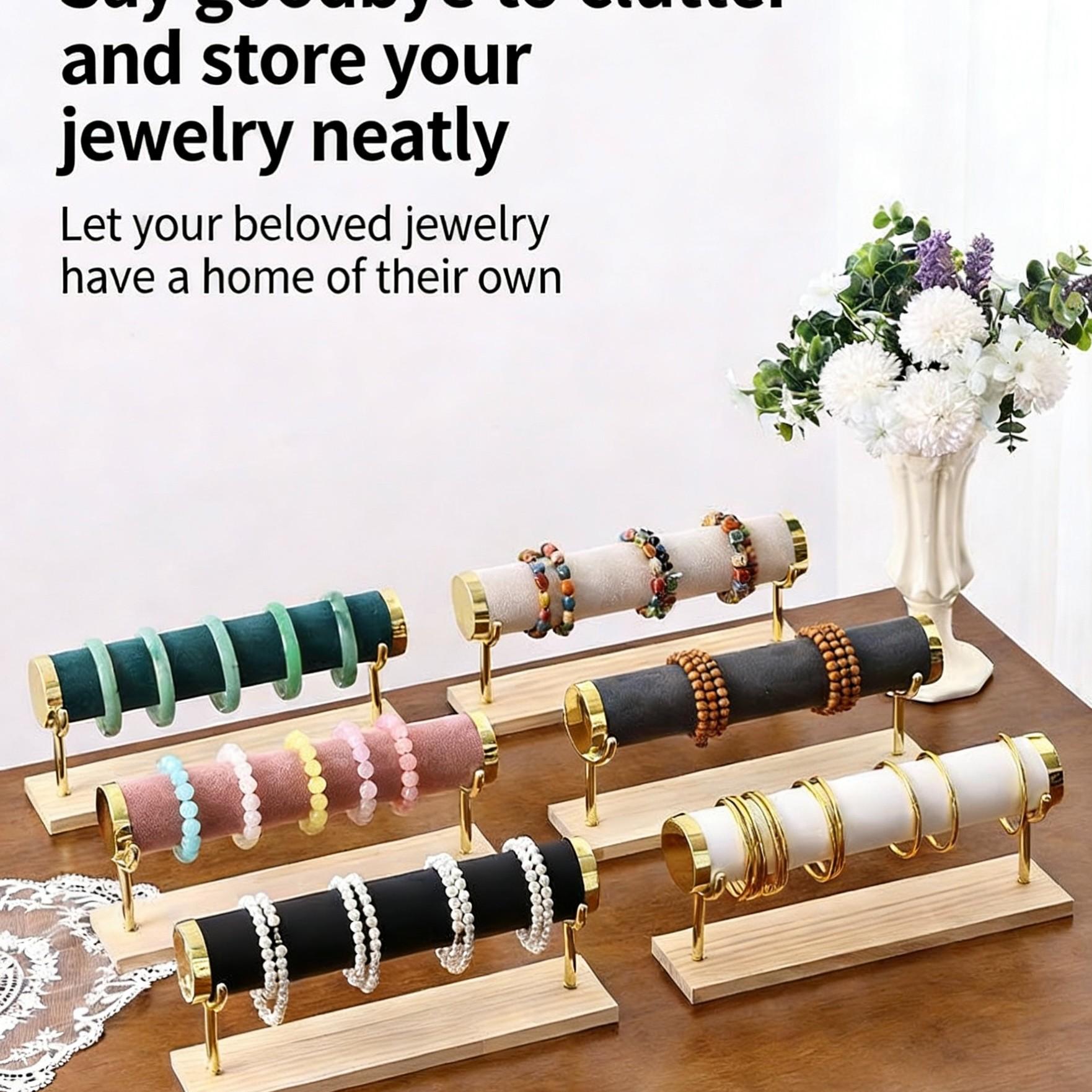 High-End Bracelet Jewelry Storage Rack, 1/2/3 Layer Display Stand, Portable Solid Wood, Suitable for Living Room, Desk, Shop