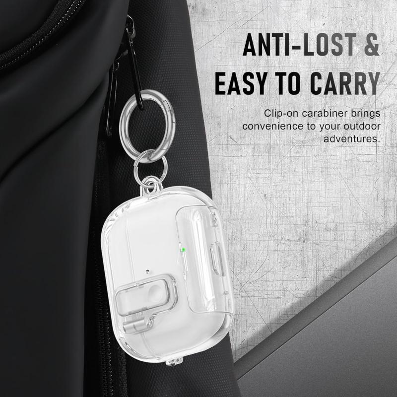 Clear Lock AirPods Case for AirPods 4,AirPods Pro 3 Pro 2 Pro, Heavy Duty Shockproof Protective Cover with Secure Lock, Keychain, Scratch Resistant, Wireless Charging, Case Only,back to school,back to school haul