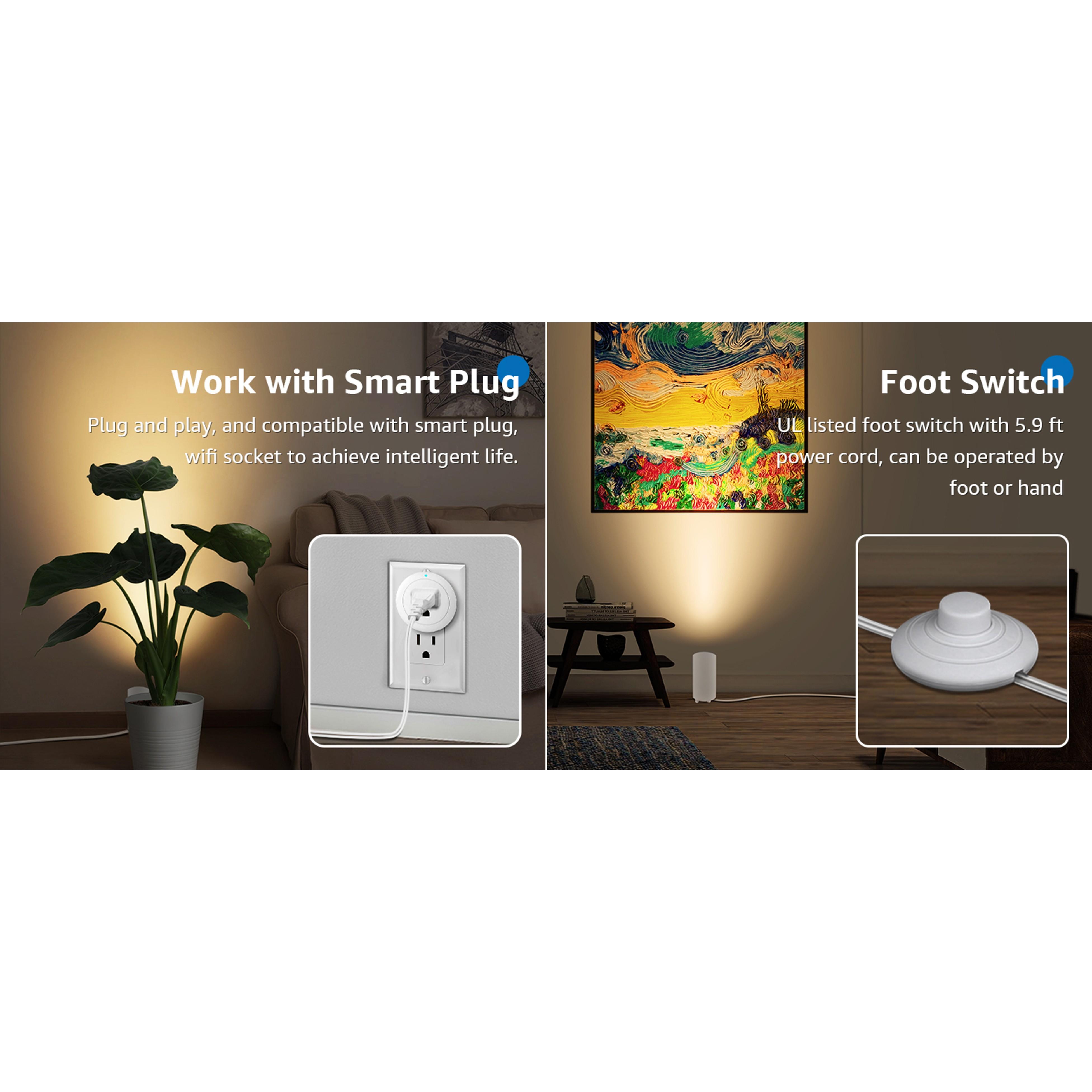 2 Pack Uplighting Indoor Floor Can Light, 5W Up Lights with 2700K LED GU10 Bulbs, Uplights Floor Spot Lights Indoor for Home Accent Lighting, 5.9 FT Plug Cord & Foot Switch