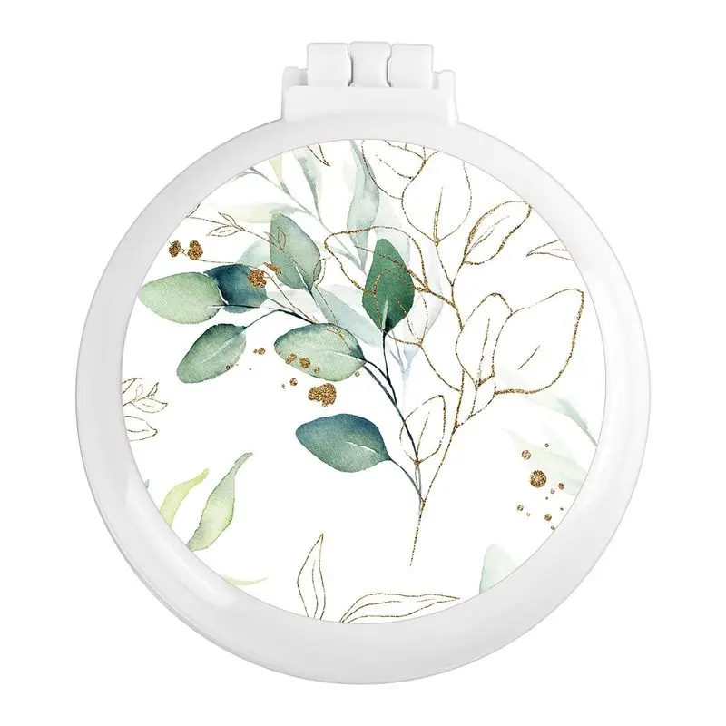 Mini comb, pocket comb with mirror, white leaf pattern |   Mini makeup mirror and comb set, compact, foldable, portable, essential for women, a must-have for handbags, essential for travel: beauty and personal care