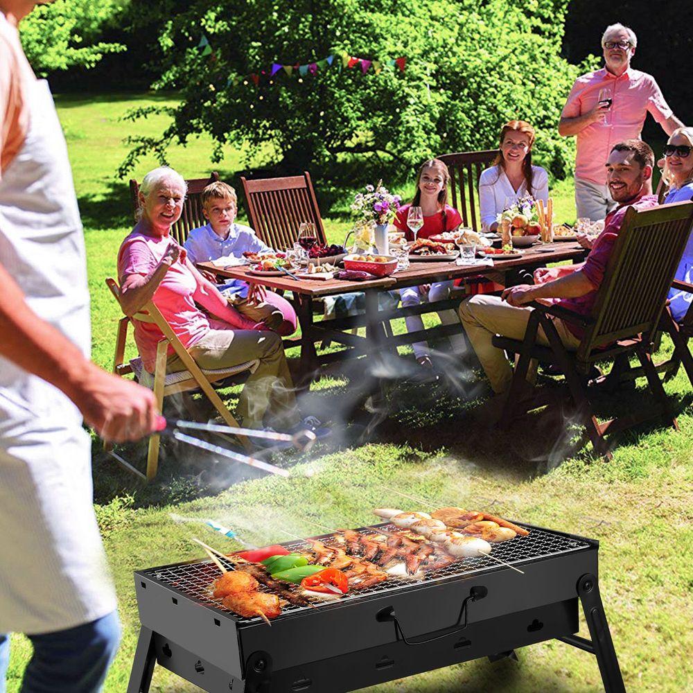 COZYVERSE Portable Charcoal Grill, Foldable BBQ Grill Kit Easy to Carry, Mini Tabletop Grill for Outdoor Camping, Patio and Picnic, 17”*3”*11” bbq tool grill box,Father’s Day Gift