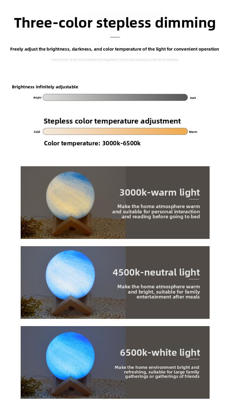 Compact Round Shape Glass Planet Moon Lamp - Cosmic Look Galaxy Theme Star Projection Nightlight, Bedroom Bedside Table Ambient Sleep Decor Lamp, Night Light