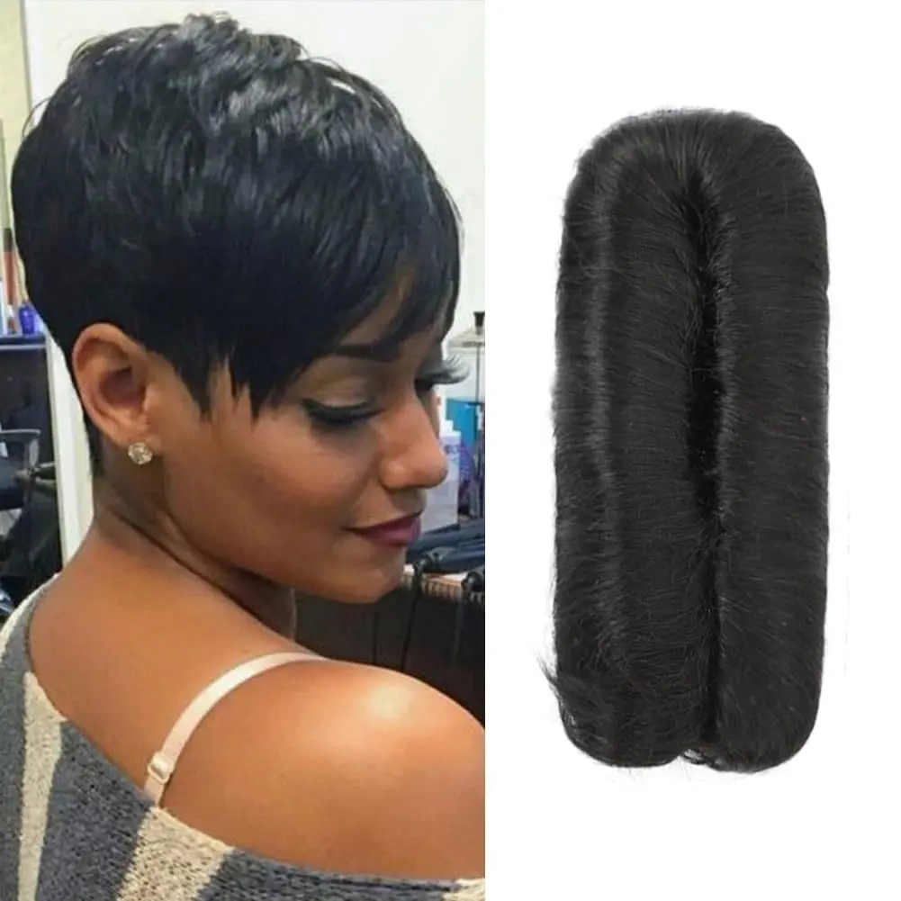 28 count Human Hair Weave Extensions with Top Closure Straight Short Hair Extension for Women Daily Use (1B#)