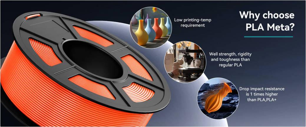 SUNLU PLA Matte & High Speed PLA MATTE & PLA Meta 1.75mm 3D Printer Filament (1KG) - High Speed Printing, ±0.02mm Tolerance, Matte/Metallic Finish, Eco-Friendly, Low Warping, Vacuum Sealed - Compatible with 99% FDM Printers