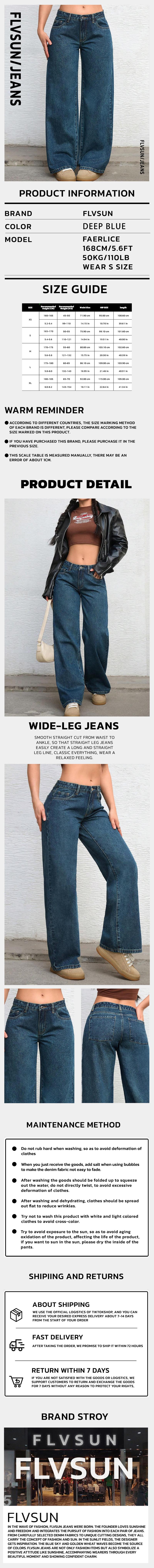 Flvsun-Women Y2k Low Rise Baggy Jeans Vintage Boyfriend Loose Fit Straight Wide Leg Jeans Casual Long Denim Pants 90s outfits straight leg jeans stacked jeans baggy jeans