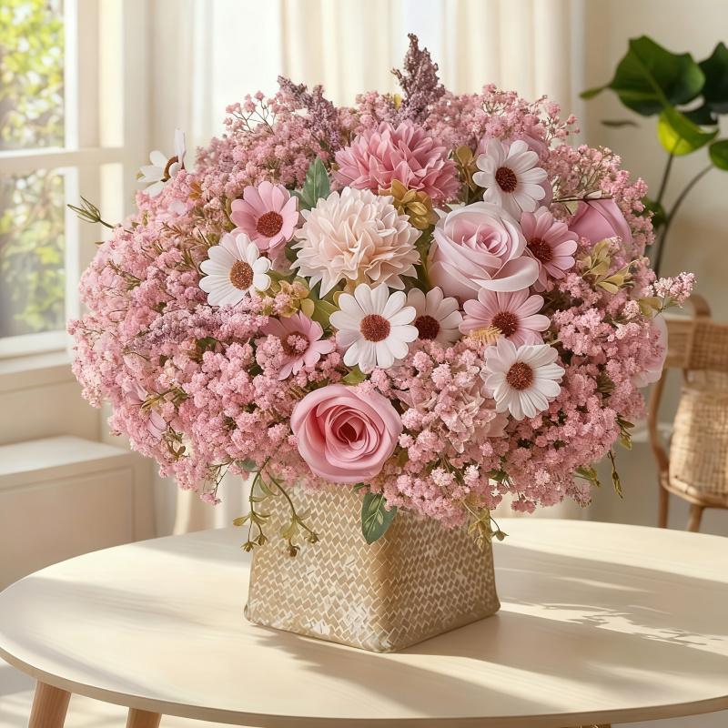 Artificial Peony Bouquet including buds Full-size bouquet, suitable for weddings, birthdays, anniversaries, Valentine's Day/Mother's Day, plastic peony table decoration, no maintenance required