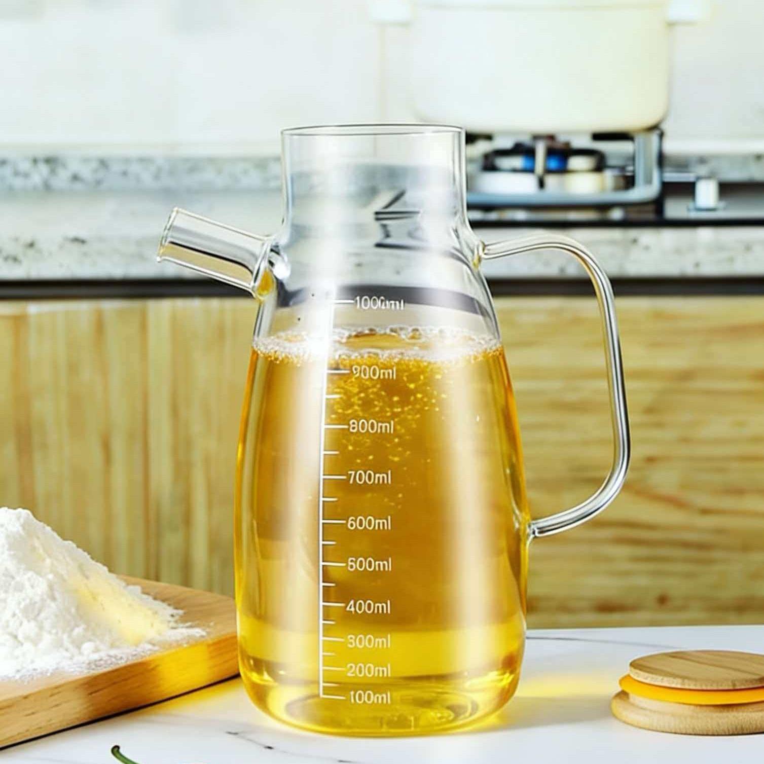 2pcs High Borosilicate Glass Multi-Functional Kitchen Condiment Bottles, Large Capacity Soy Sauce Vinegar Oil Bottle, Durable & Elegant Design