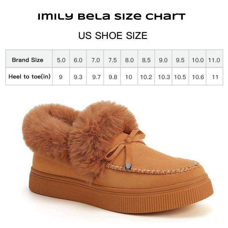 Imily Bela Women's Platform Warm Moccasin Slippers Slip On Loafer Plush Shoes Anti Slip Flat Walking Loafers Faux Fur Snow Boots  Soft and comfortable suede slippers for women Christmas  Footwear