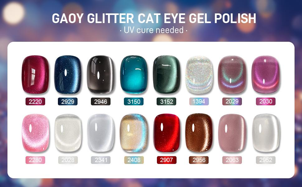 GAOY Cat Eye Gel Nail Polish, Christmas Gift Idea 16ml Silver Glitter Holographic Nail Polish with Magnet, Reflective UV Gel Cure Needed