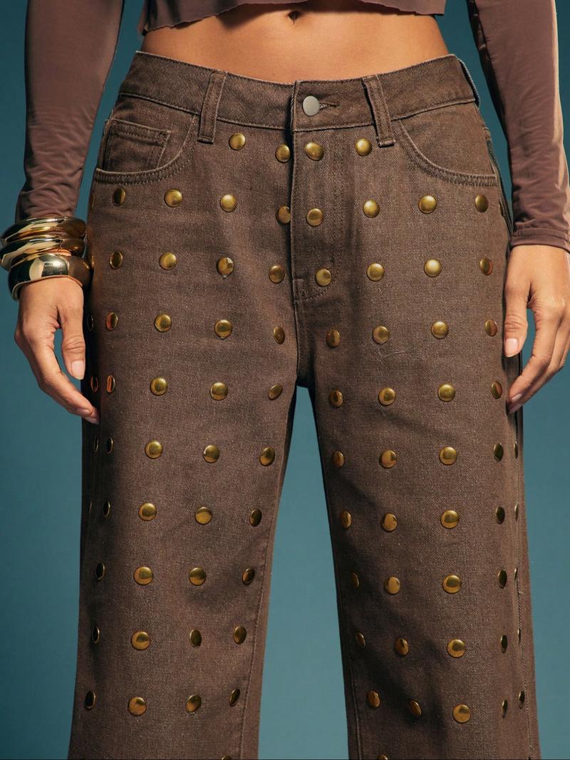 Women's New Denim Wide Leg Pants, Trendy Design, Washed Finish, Elastic Comfort, Fashionable Casual Wear, Long Jeans for All Seasons