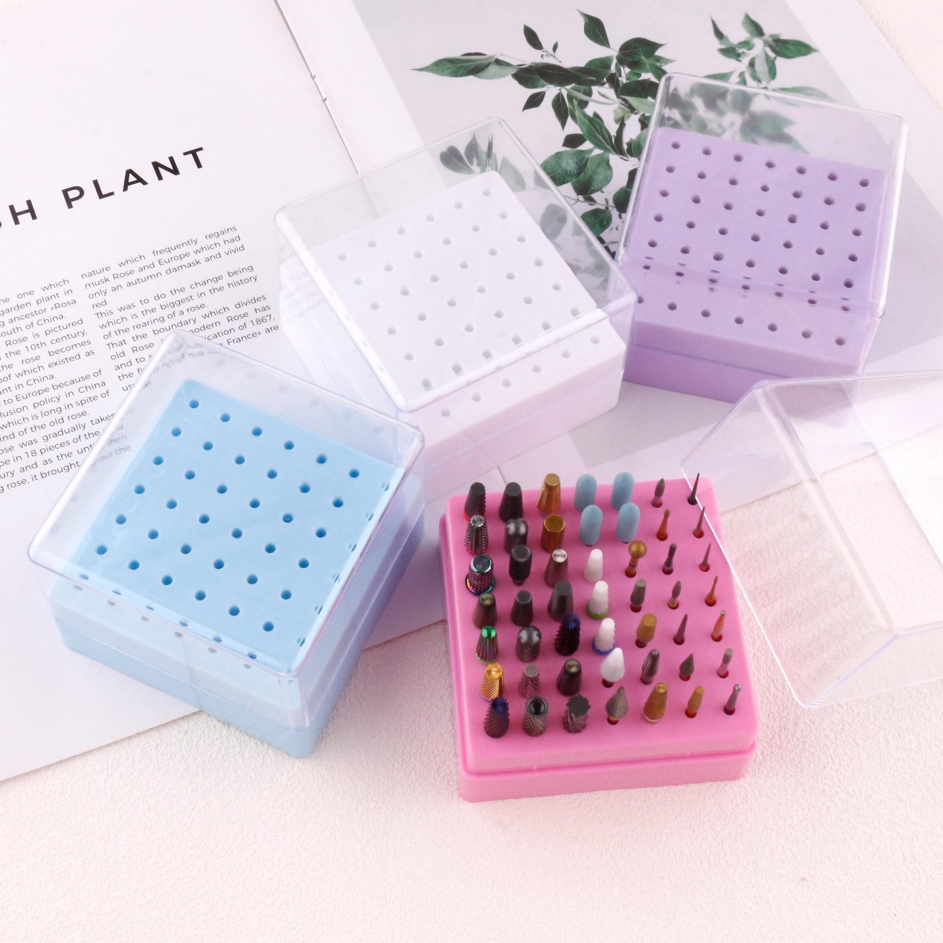 New Nail Polish Sanding Heads 49-Piece Box Display Stand Cleaning Dustproof Nail Art Display Box Storage Box Tool Organizer