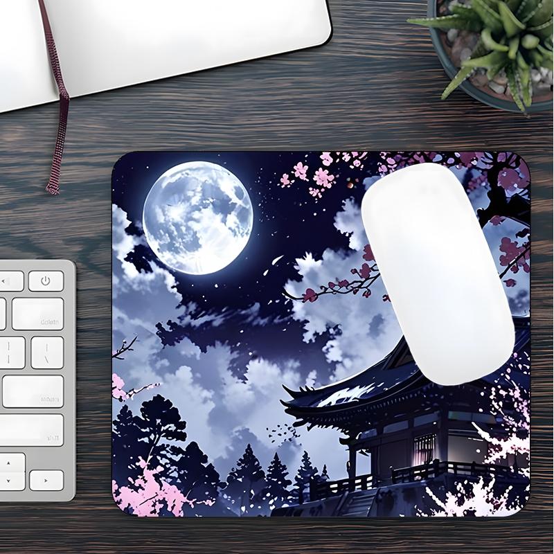 Japanese Style Anime Pattern Mouse Pad, Rectangle Gaming Mouse Pad, Office Desk Keyboard Mat for Home Office Desk