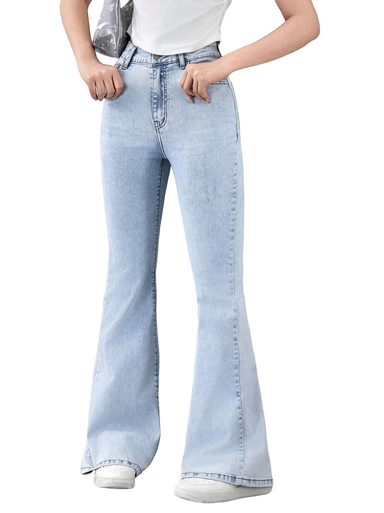 Girls Light Blue Wide Leg Jeans 130-160cm, Retro Bowknot Embroidery Denim Jeans, Kids Contrast Stitching Baggy Trousers, Sweet Summer Aesthetic