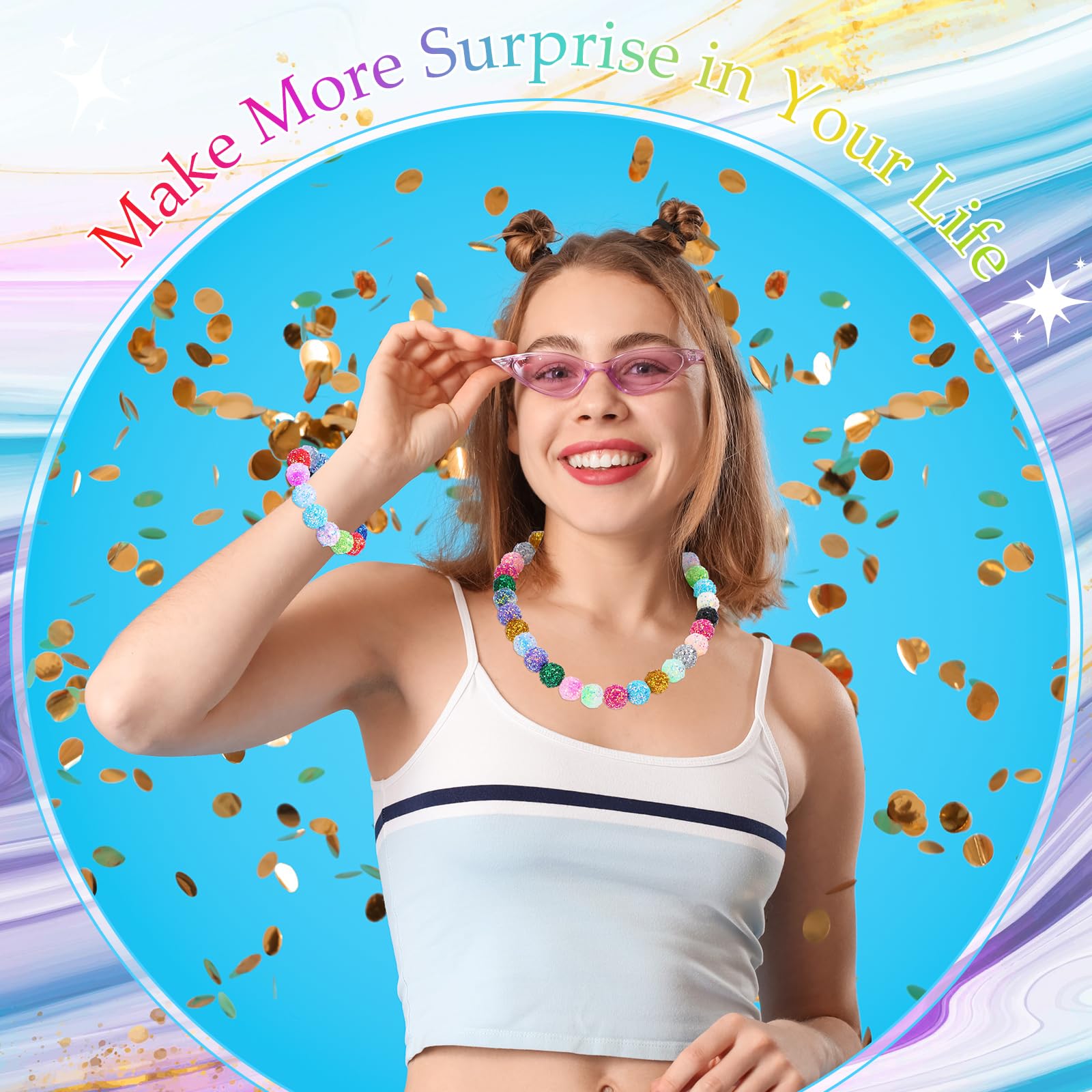 16mm Acrylic Beads Crystal Beads Glitter Beads for Making Jewelry, 10pcs DIY Handmade Bead Bracelet Pendant Pen Key Chain, Special Decorative Accessories(Random Color), Christmas, Christmas Gift