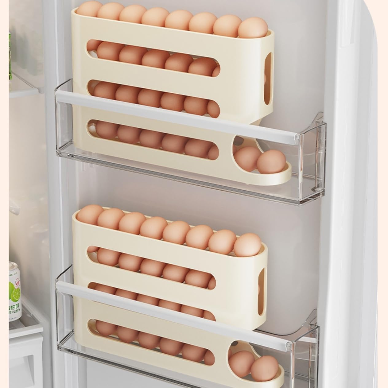 Space-Saving Automatic Rolling Egg Dispenser, 4-Layer Refrigerator Egg Rack, Holds Up to 30 Eggs, Ideal for Kitchen Organization, Refrigerator Storage