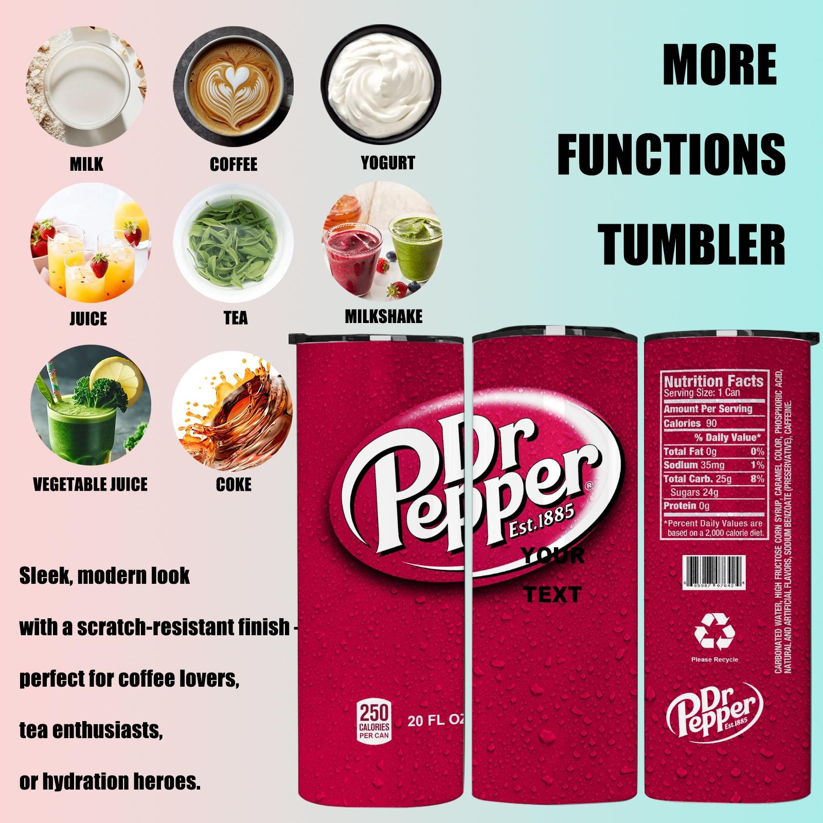 Siphalo 1pc 20oz Soda Can Style Skinny Tumbler, Red Fizzy Drink Print Insulated Stainless Steel Cup with Lid & Straw, Retro Beverage Design Travel Mug for Work, School, Gifts, Stainless Steel Drinkware