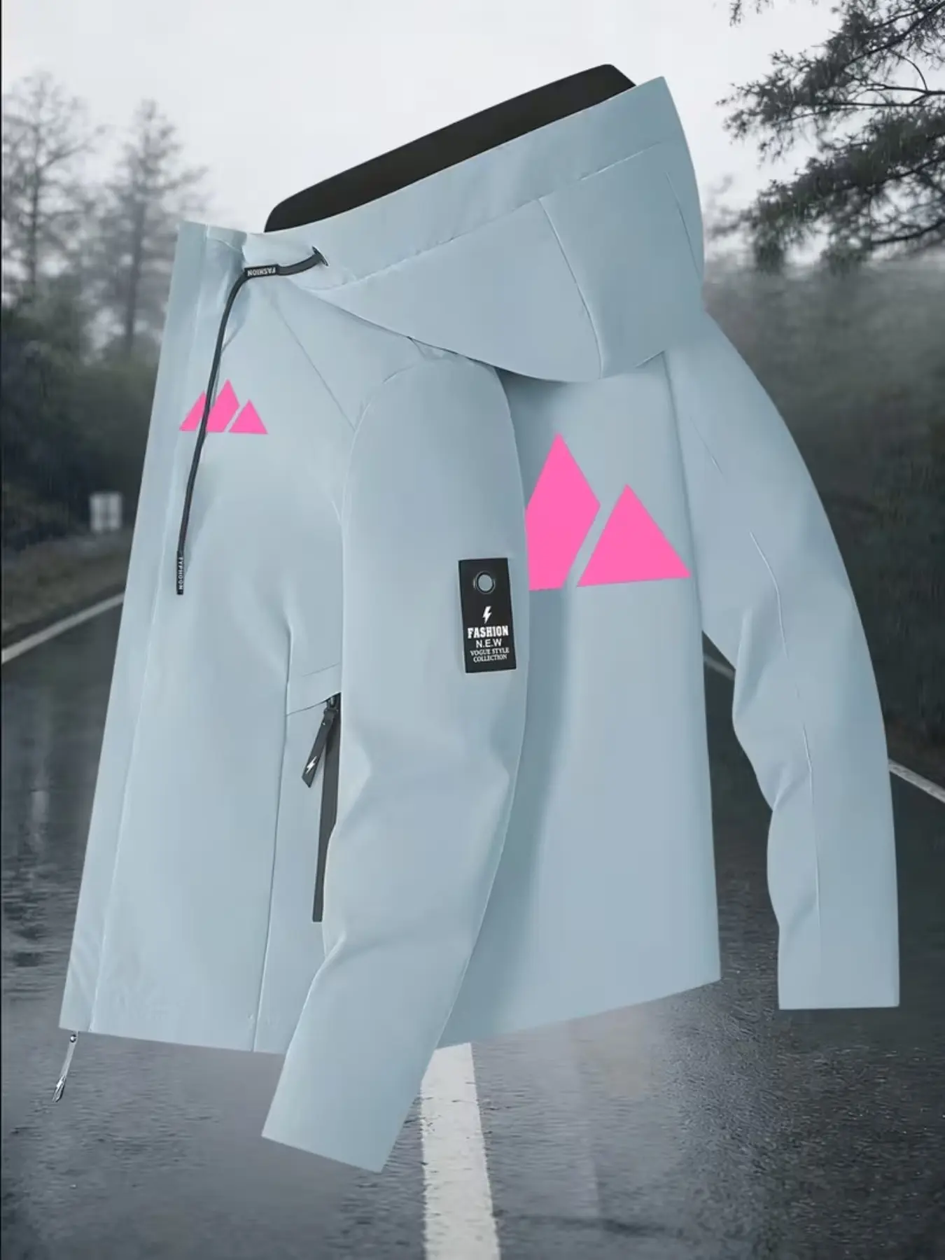Women's Lightweight Travel Jacket, Casual Hooded Coat for Dates, Comfortable Outdoor Jacket with Drawstring, Fashionable Graphic Print
