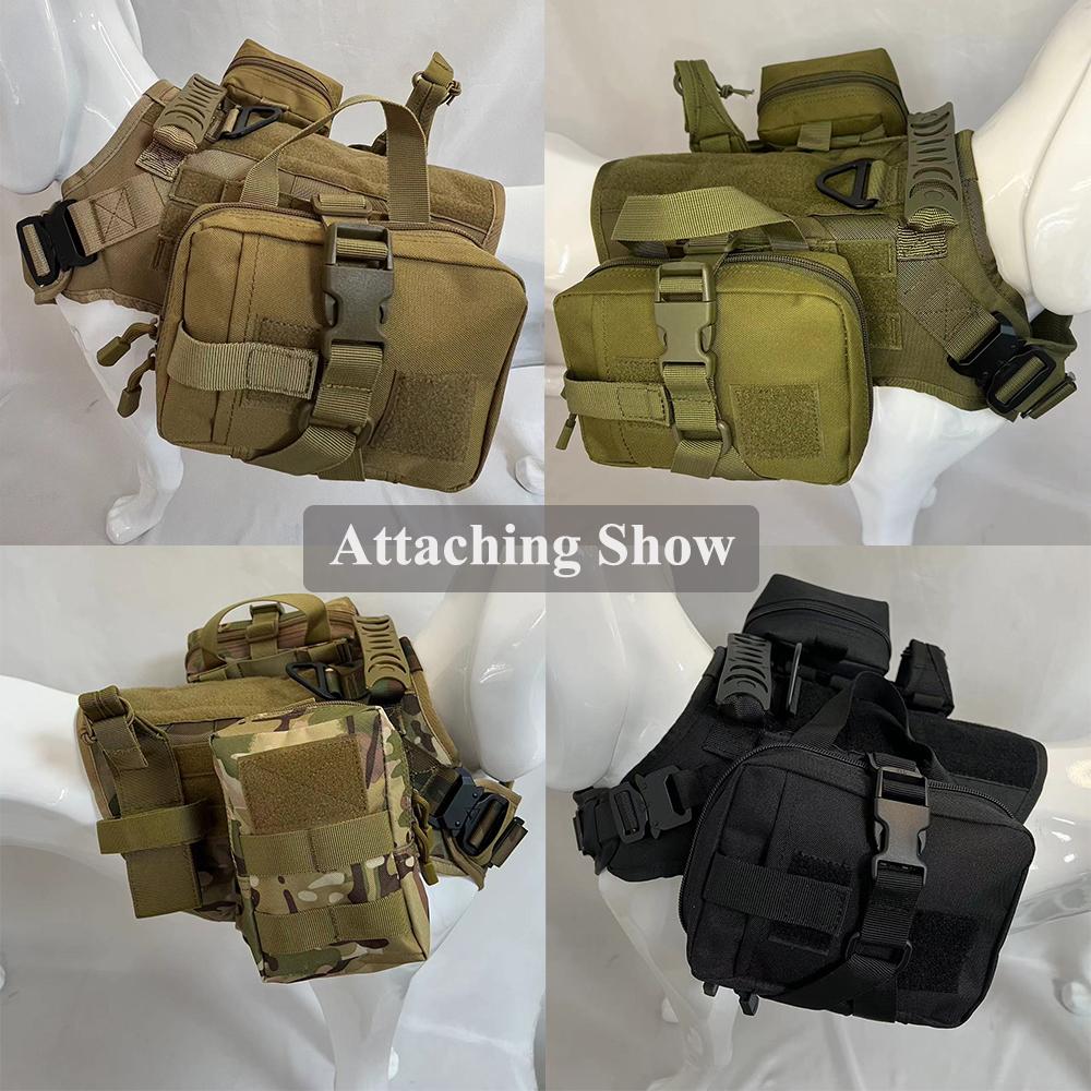 3 Pcs Dog Tactical Bags Molle Pouches for Dog Vest Harness Multi-Purpose Military Nylon Waist Pack Utility Bag Detachable Patches Pouches