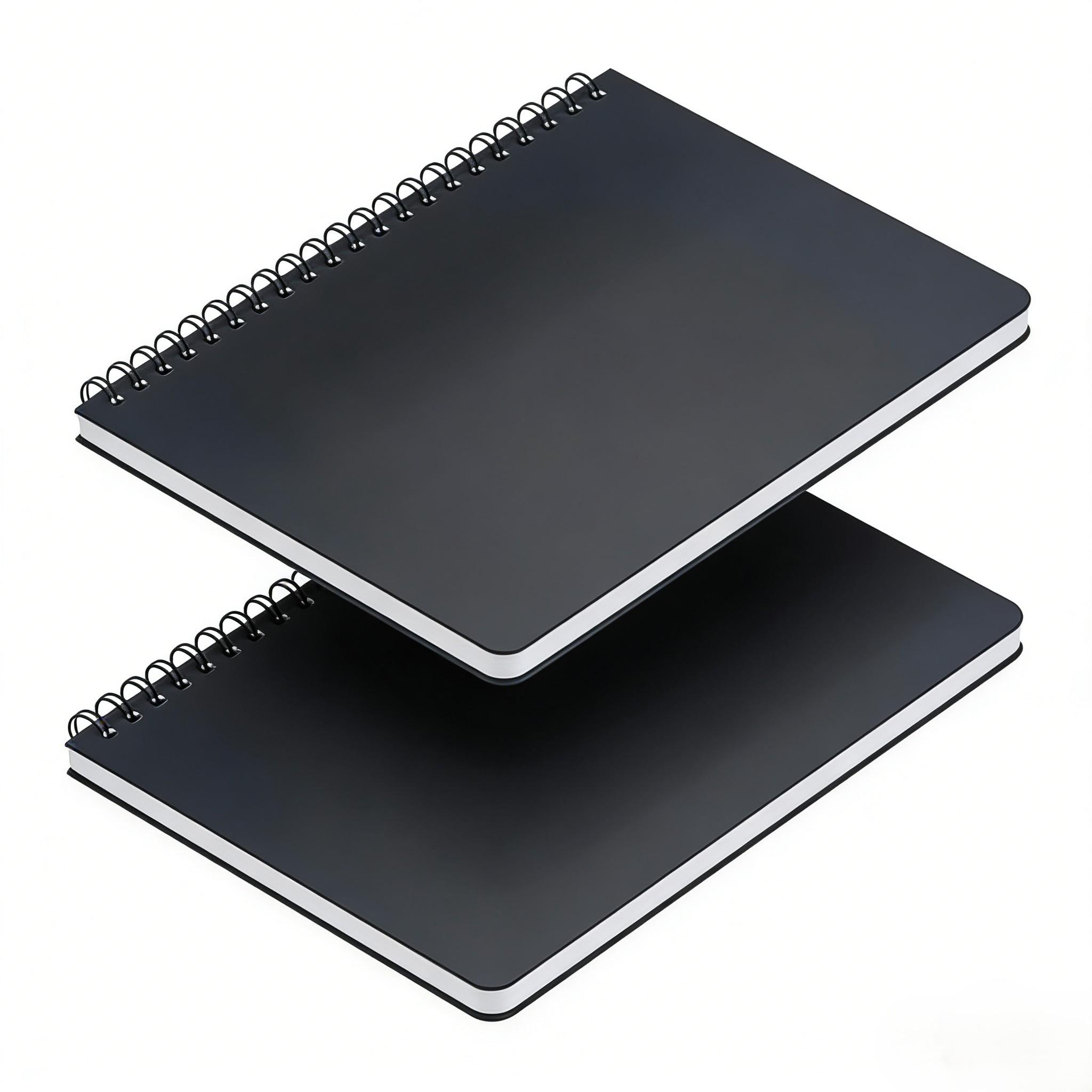 2-Pack Blank Spiral Notebook Set, Kraft Paper Soft Cover Journal, Sketchbook Diary, Student Office Travel Supplies