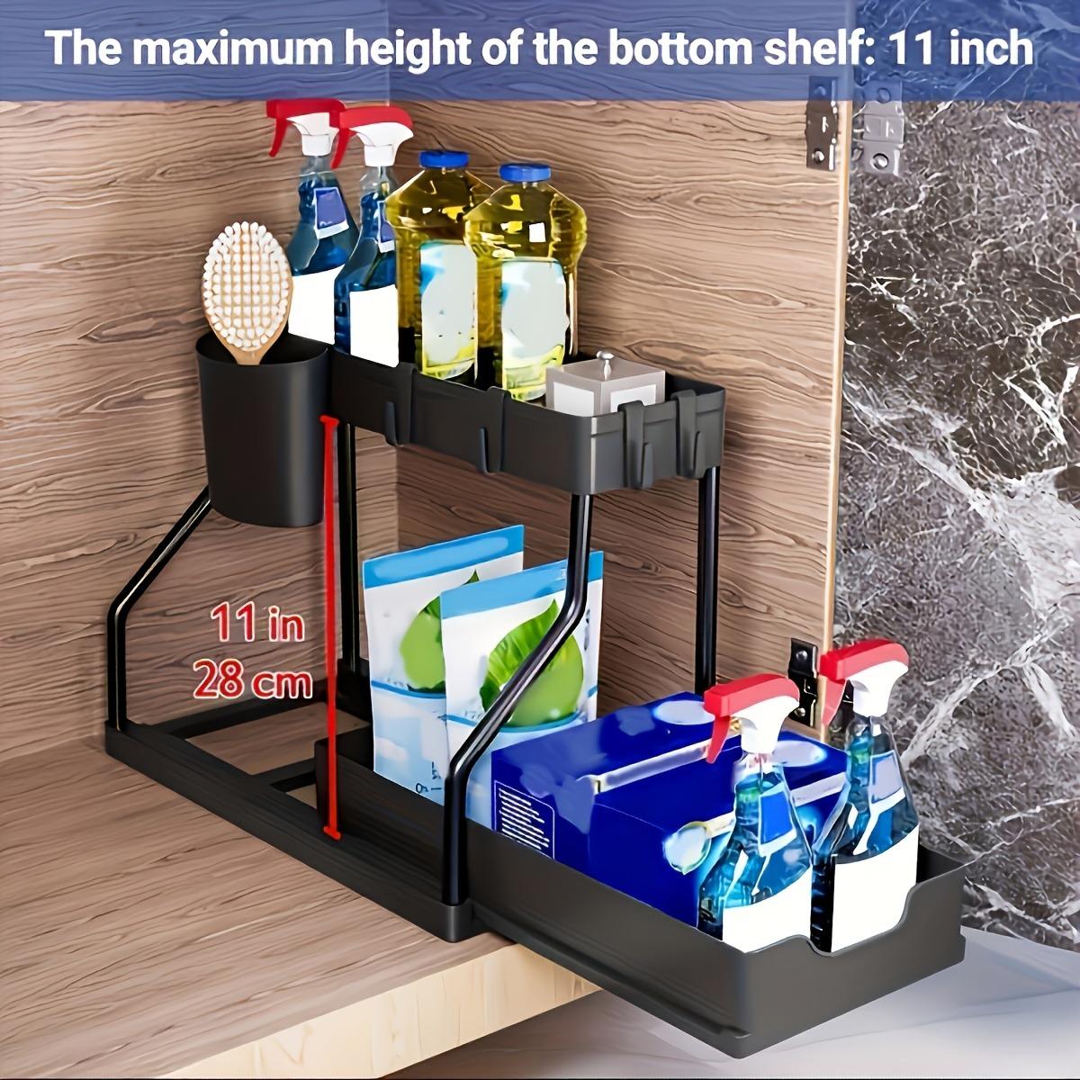 Space-saving double-layer pull-out storage box - durable and large-capacity drawer for kitchen and bathroom essentials Bathroom Organizing Accessories