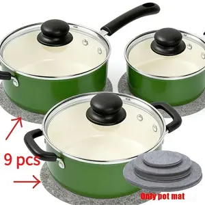 9 Piece Set Thick Round Felt Pot Holders, Table Mats, Insulation Pads, Heat Resistant, Three Sizes, Soft Cushions, Outdoor Cooking