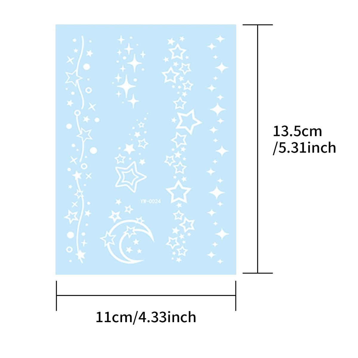2 Sheets Glow in the Dark Star & Moon Temporary Tattoos, Easy to Apply, Ideal for Vacations, Parties, Daily Wear, Atmospheric Exotic Looks