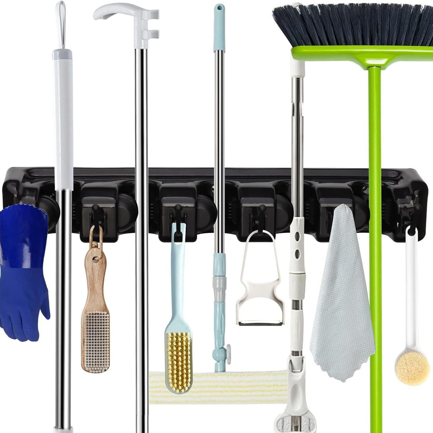 Multifunctional Magic Mop Holder Broom Clip Wall-Mounted Storage Hook Home Bathroom Garage Spring Cleaning Organizer
