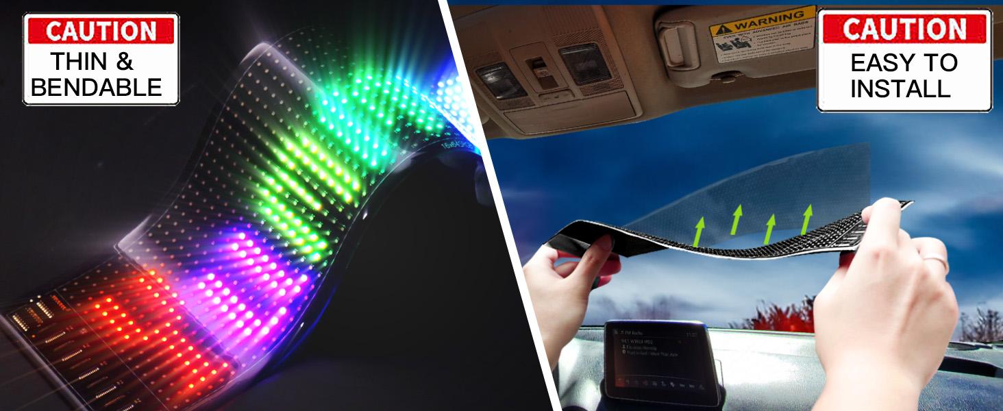 Wireless Programmable LED Sign,LED Windshield Display Eyes Lights, Programmable Flexible LED Matrix Panel, Smart APP Control Custom Animation Digital Sign, Devil Eye Soft Screen for Car Decals led lights for cars
