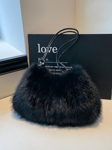 1pc Women's Shoulder Bag Solid Color Clear Color Crossbody Bag Plush Fashion Versatile Leisure Simple and Elegant Suitable for Autumn and Winter Travel, Work Commute, Shopping, Dinner Women's Shoulder Bag