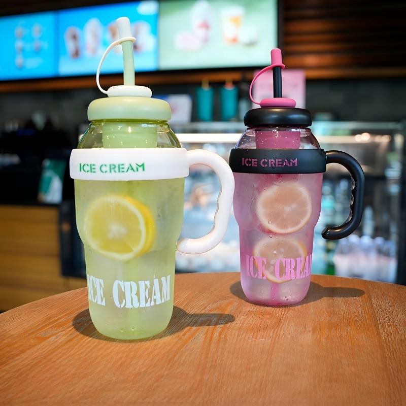 1 Piece 1300ML Large Capacity Water Cup, with Handle and Straw, Portable Sports Drinking Bottle, Leak-Proof, Ideal for Fitness Travel Outdoor Activities