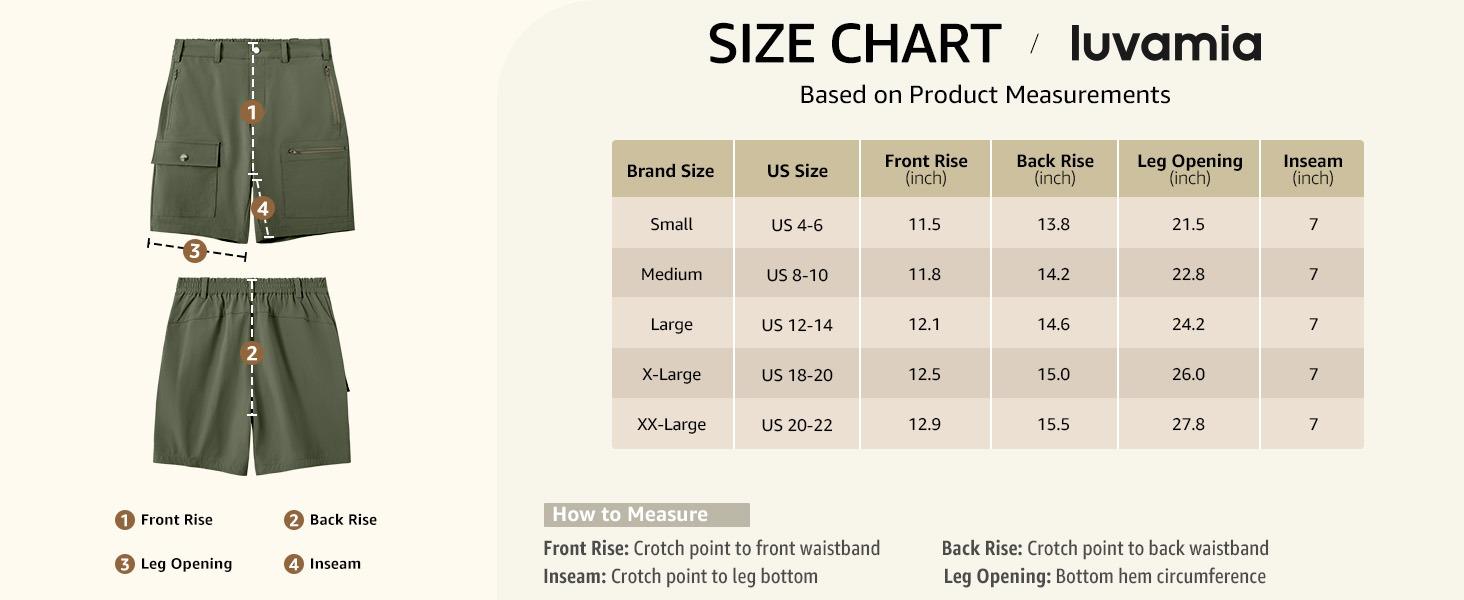 luvamia Hiking Shorts for Women Cargo Lightweight Water Resistant Elastic Waist Golf Casual Summer 7 Inch Inseam Shorts