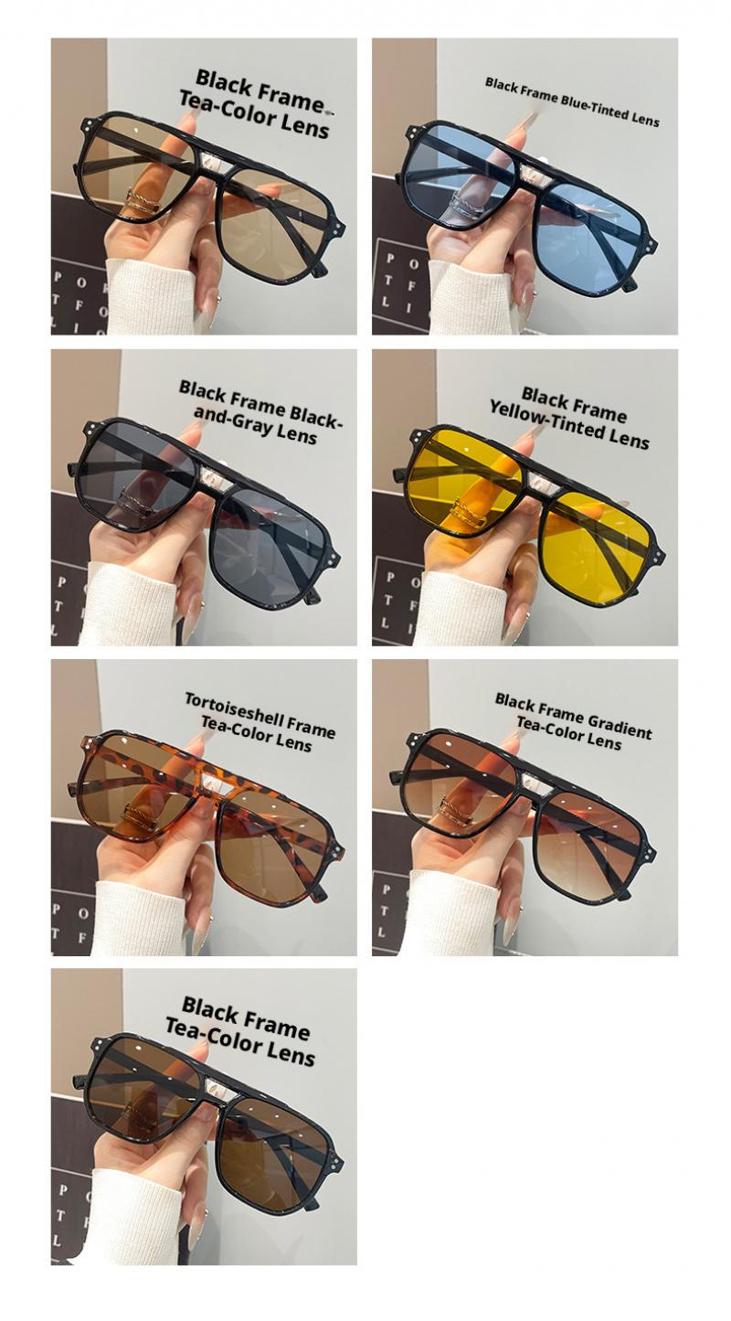 Square double-bridge fashion sunglasses for men and women, trendy street style, UV protection driving glasses, suitable for daily wear, outdoor activities, and blue light protection