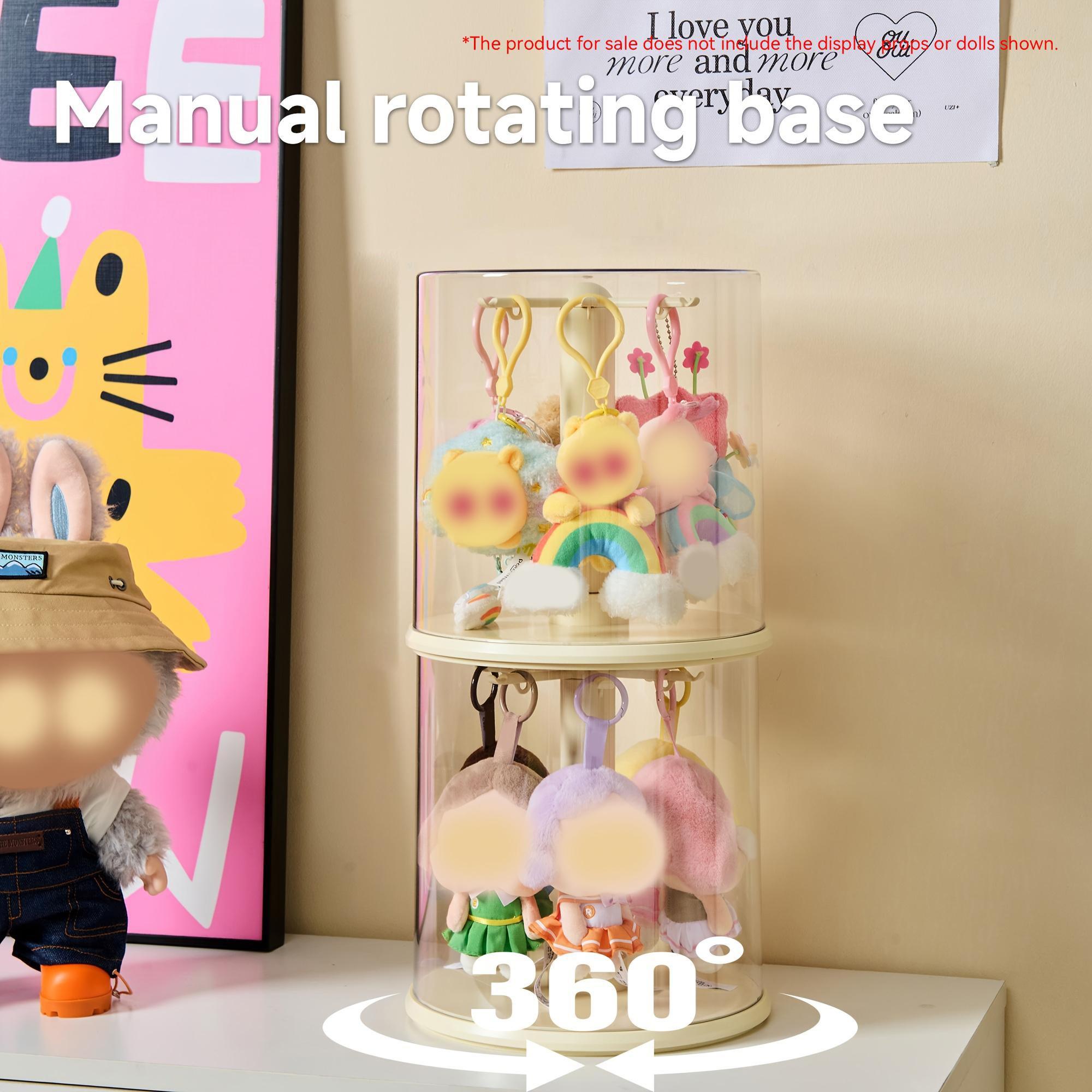 Plush Hanging Display Storage Box, Dustproof Organizer Boxes, Partially Rotatable Design, Transparent Dustproof Cover, Suitable for Pop Plush Toys, Labubu, Skullpanda