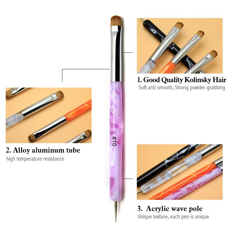 Dual-Ended French Manicure Brush, Wave Handle Design, Semi-Circle Tip for Precision Gel Application & Edging, Essential Nail Art Tool