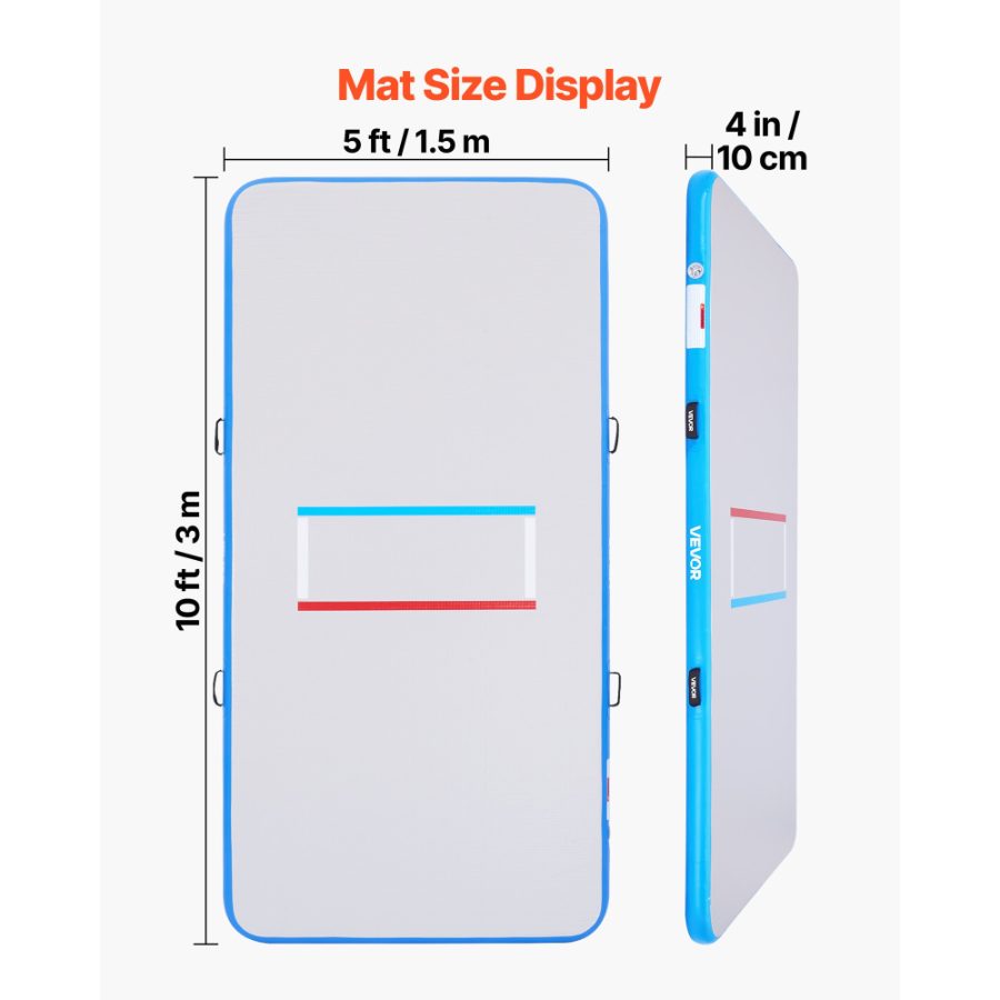 fathersdaygift VEVOR 10x5 ft Wrestling Mat Inflatable, Martial Arts Thick Mat for Outdoor Indoor Home Gym Exercise, PVC Foldable Training Mats with 600W Air Pump, for Gymnastics Tatami Jiu Jitsu BJJ MMA Judo, Gray