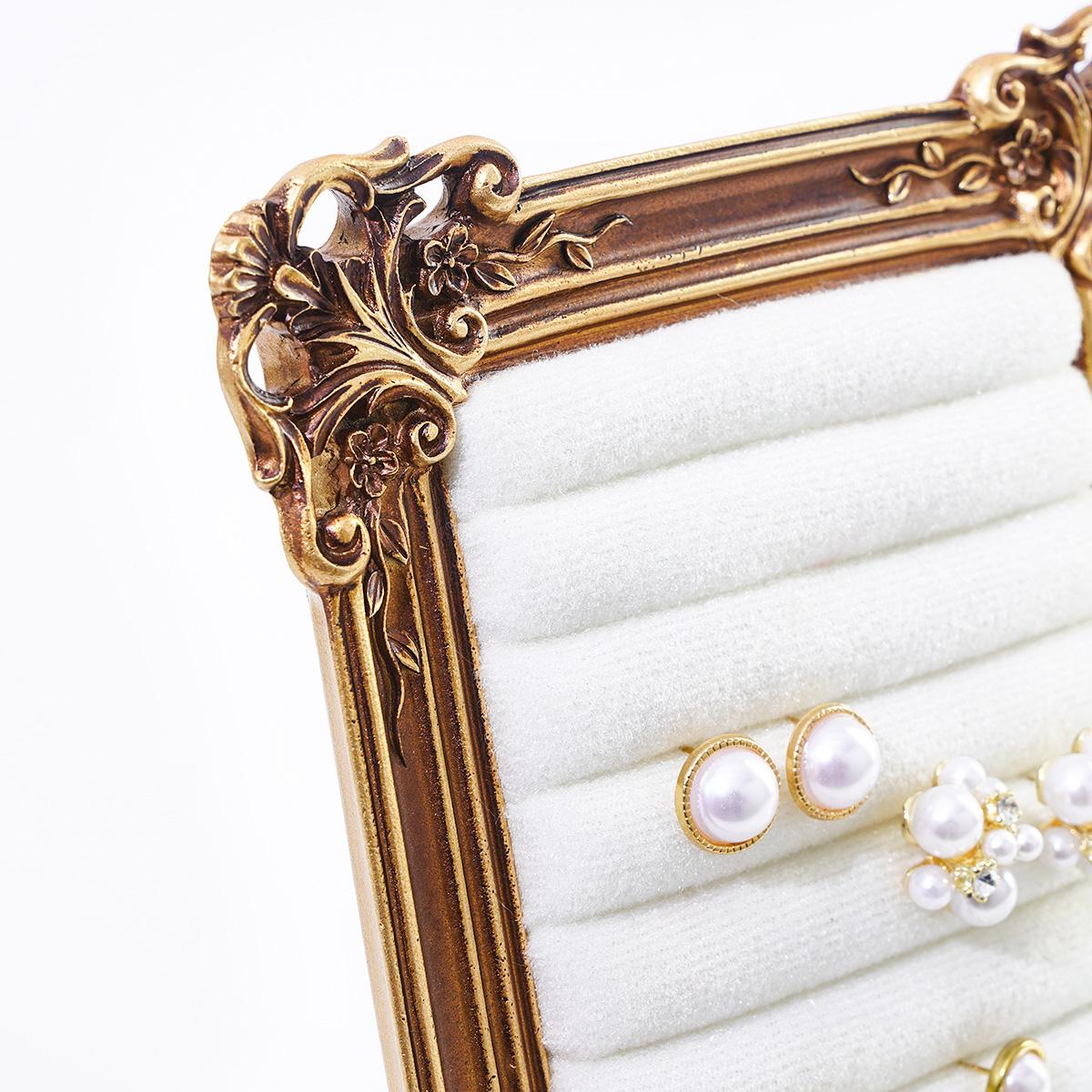 European Floral Frame Jewelry Display Stand, Resin Material Luxury Desktop Earring Holder Organizer, Perfect for Weddings and Gifts