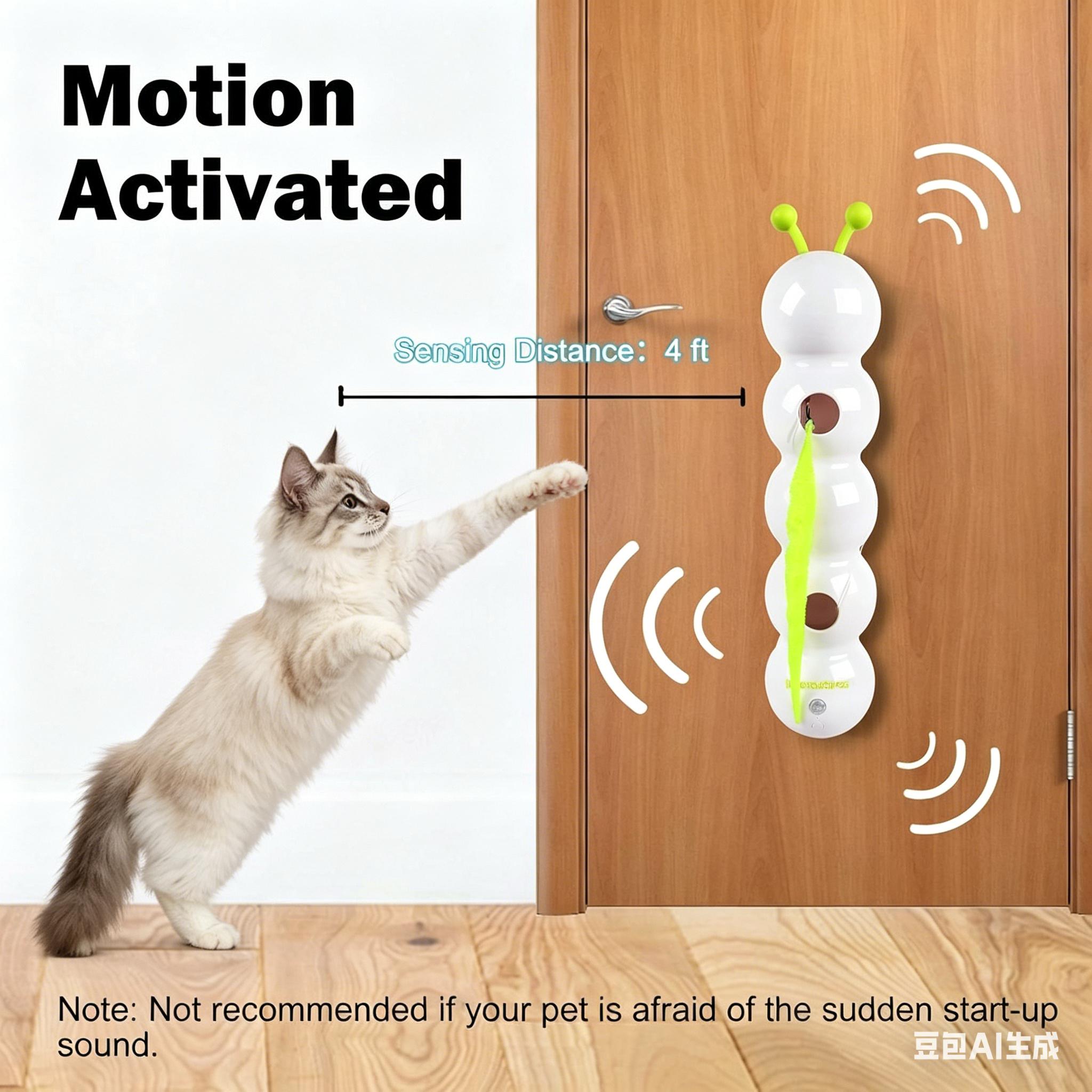 New pet interactive toy - Caterpillar Automatic Feather Smart Suction Cup Self-Entertaining Stick Cat Toy Cat Stuffer