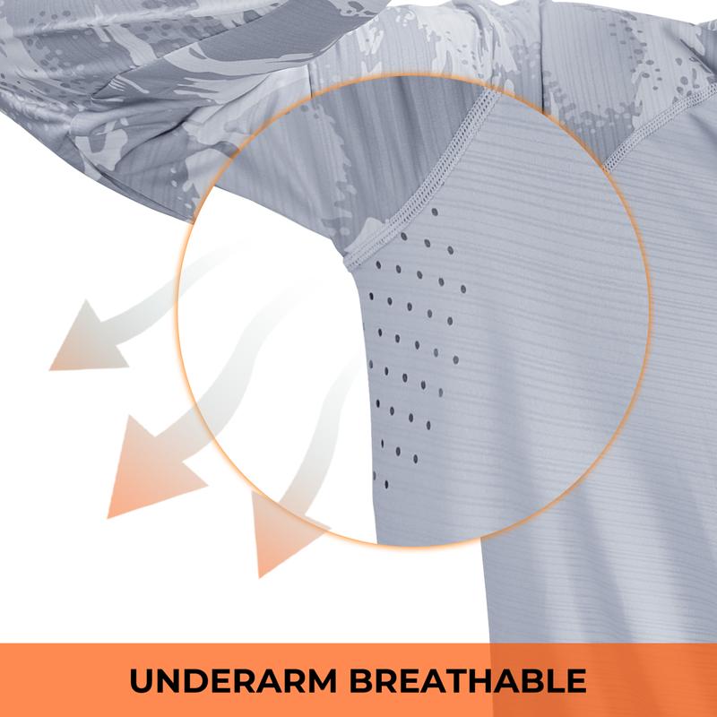 【RODEEL】931 Sun Hoodie Shirts w/ Removable Mask Neck Gaiter Men UPF 50+ UV Protection Long Sleeve Lightweight Quick Dry Moisture Wicking Breathable Cooling Athletic Activewear for Outdoor Sports Hiking Camping Fishing Construction Roofing, Holiday Gift