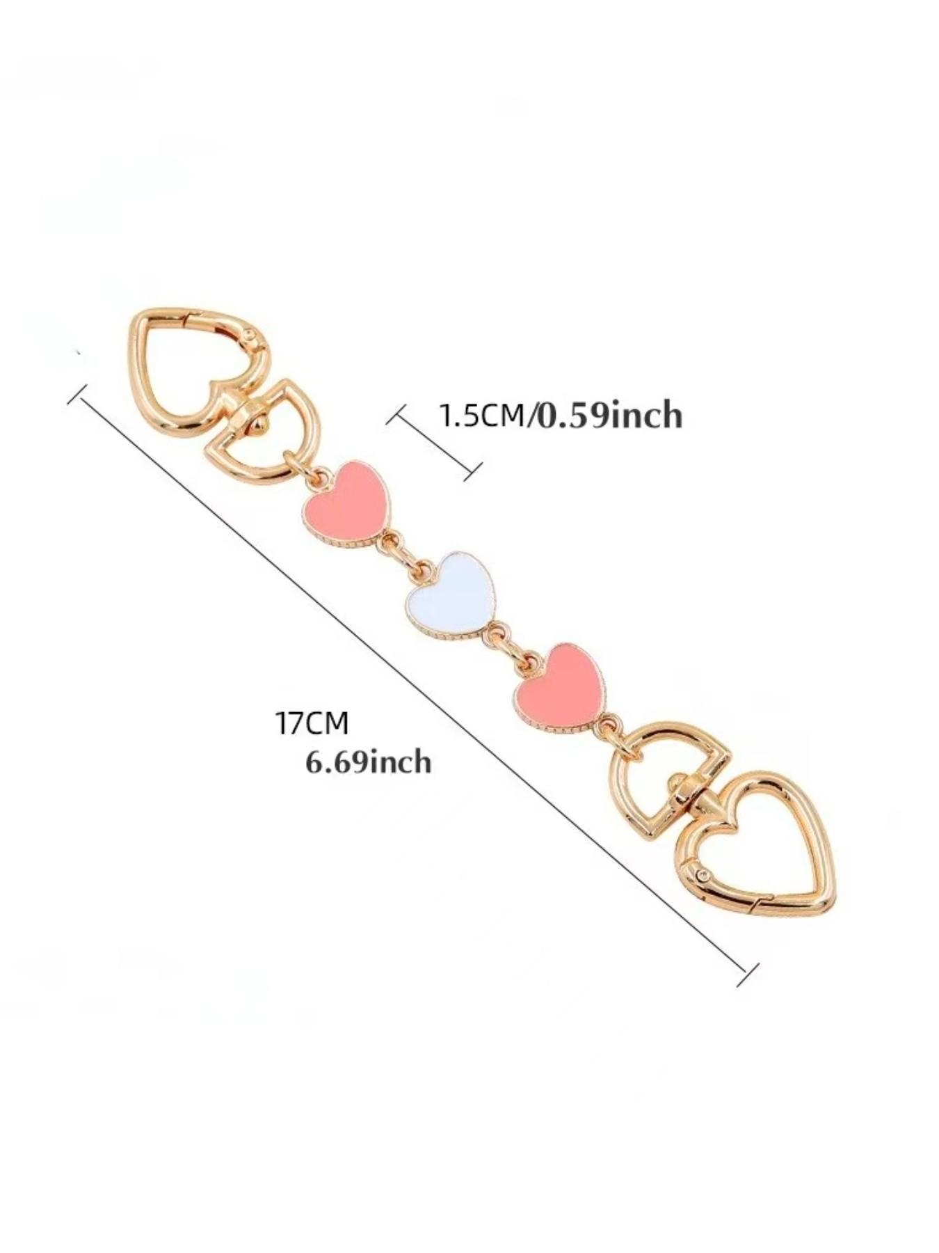 2pcs Heart Design Purse Chain Extender, bag extender，purse extender，purse chain，Riveting Style Bag Charm Accessory, Plain Pattern Suitable for All Seasons