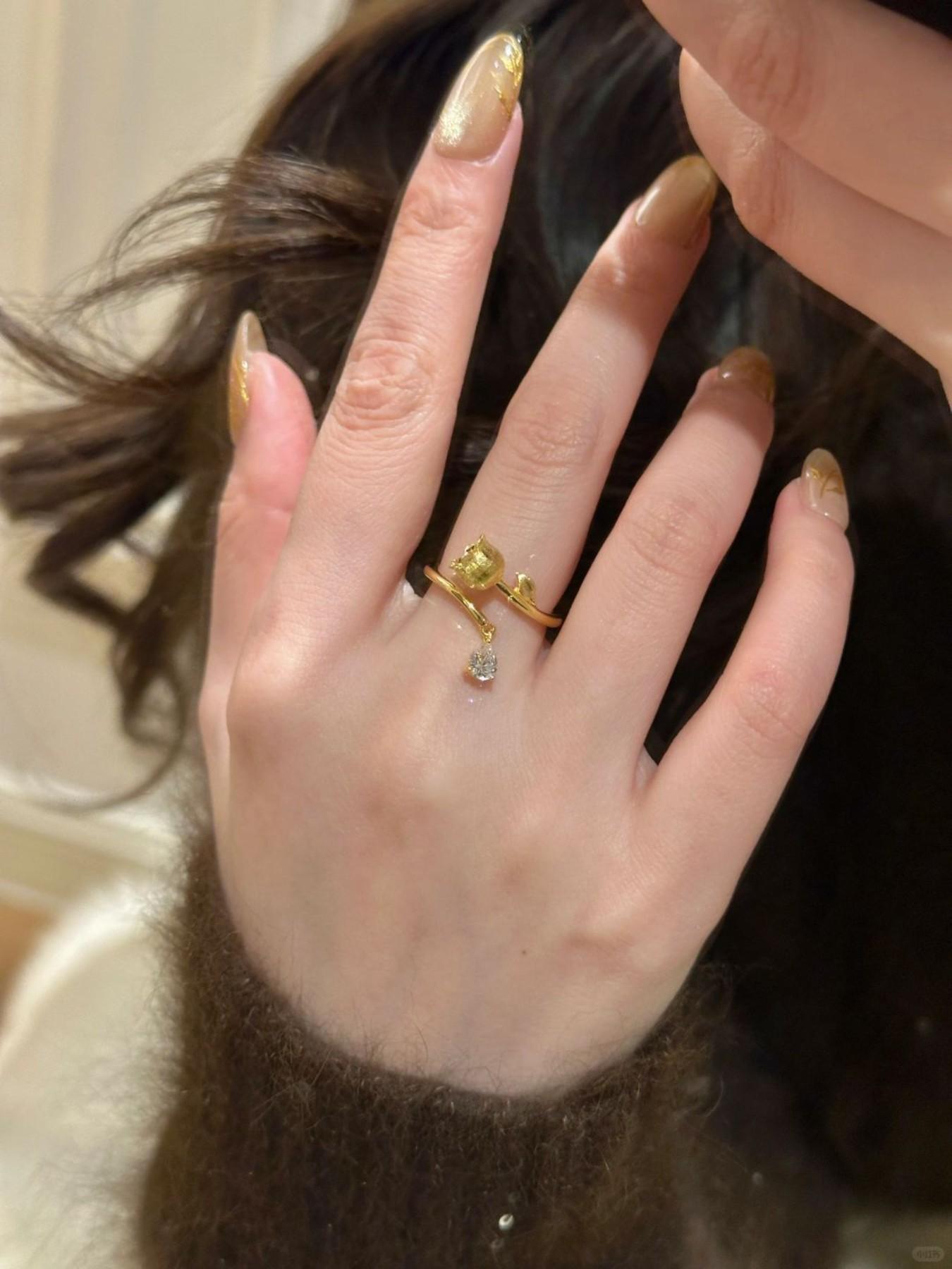 Vintage Teardrop Zircon Orchid Open Ring for Women, Elegant Personalized Party Vacation Ring, Unique Jewelry Gift Idea