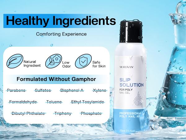 MOROVAN 2.5oz 75ml Slip Solution Kit for Poly Gel - Nail Tech Equipment with Nail Froms Anti-Stick Gel Liquid with Dual-Ended Brush 100PCS Nail Forms for Beginner