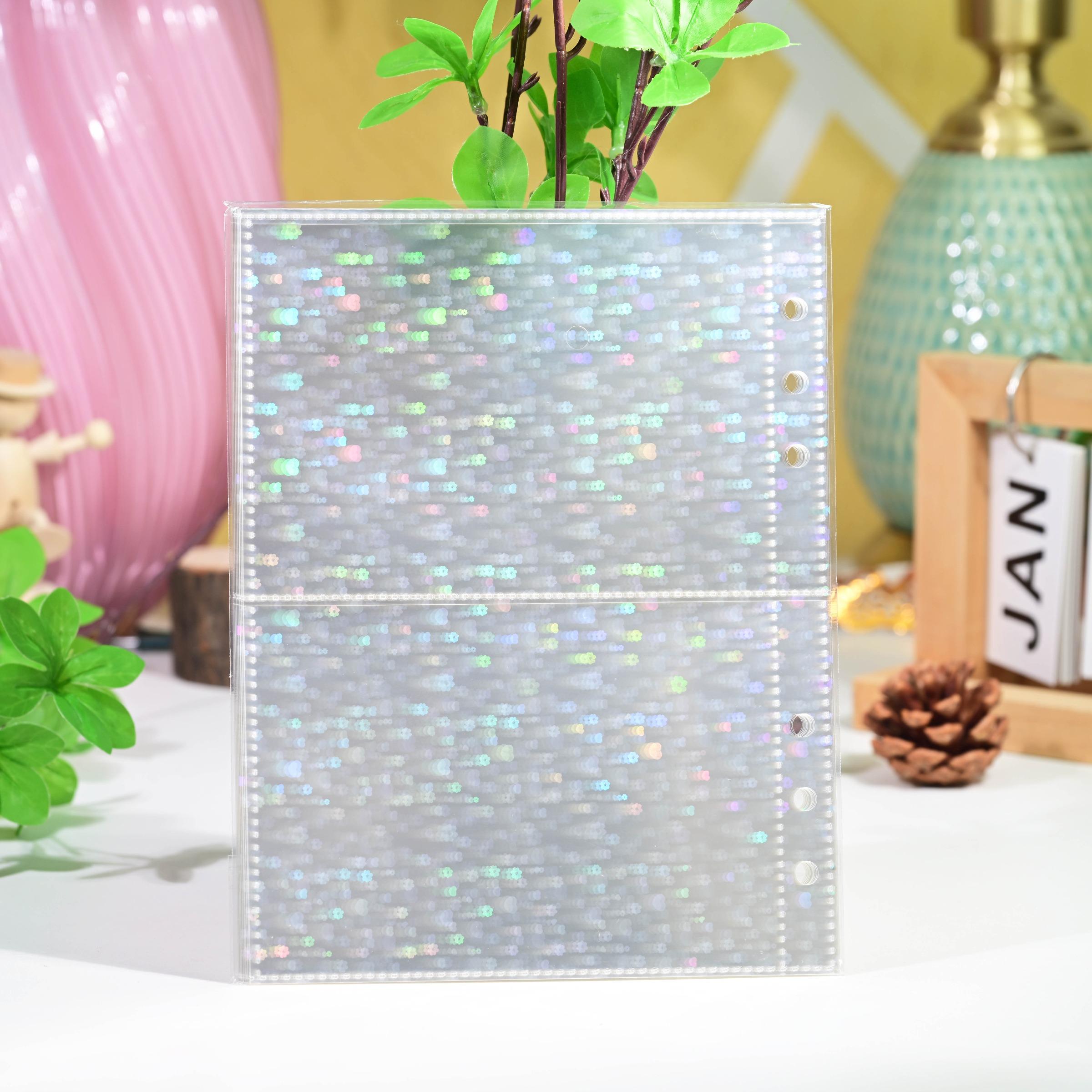 10pcs A5 Laser Transparent PP Photo Album Inserts, 6-Hole Ring Binder Pockets, 1 Slot/2 Slots, Photo Storage, Office Supplies Accessories
