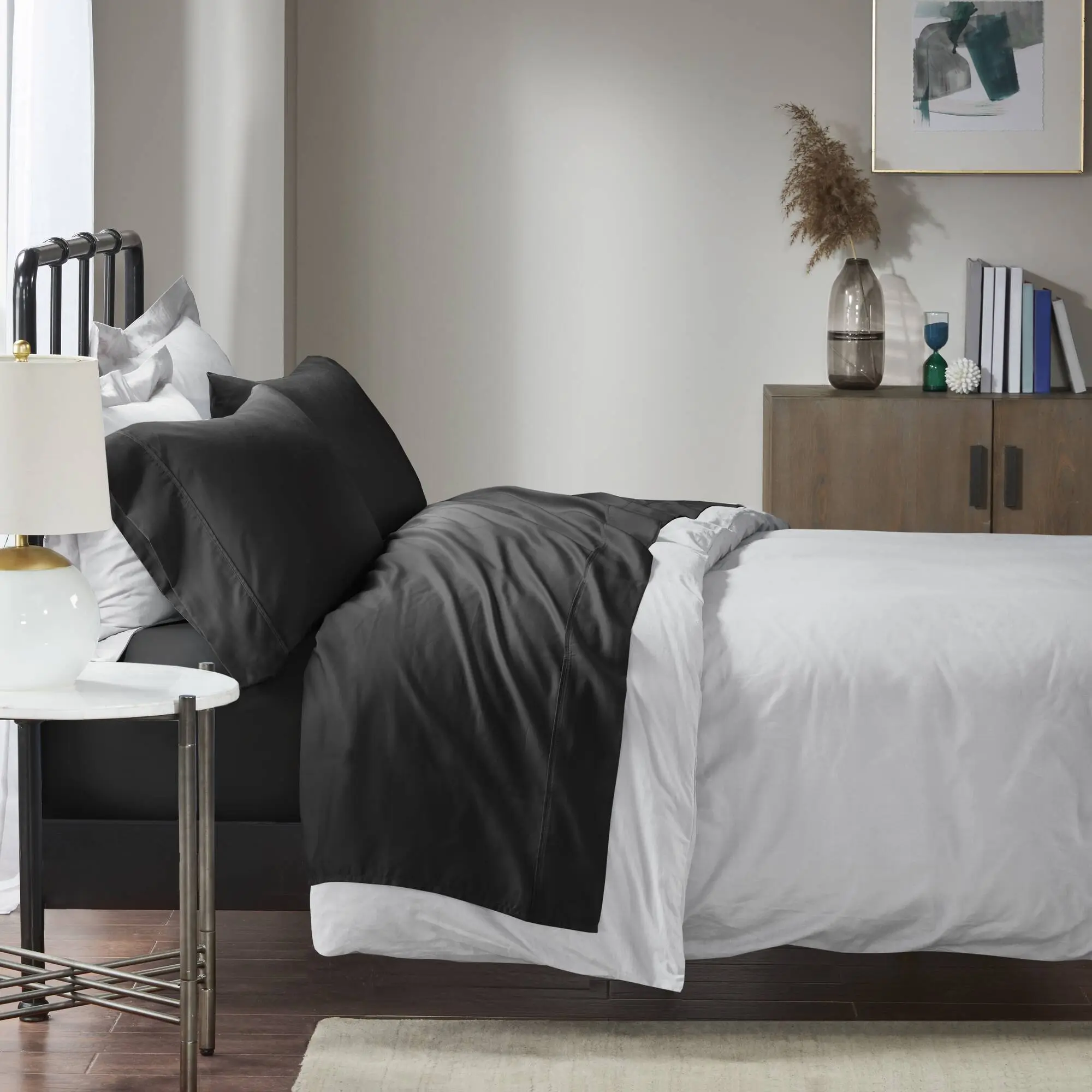 ARCH Cotton Blend 4-Piece Sheet Set Cal King Size Soft Breathable Bedding Sheets with Deep Pockets Easy Care Wrinkle Resistant Fitted Flat Pillowcase Set for Master Bedroom Guest Room Hotel Home Use, Home Furniture and Household Product Search