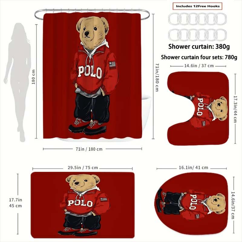 Shower Curtain Set, Modern Decorative Bathroom Decor, No-Drill Hooks Included, Multifunctional Bath Divider, Gift for Friends & Family