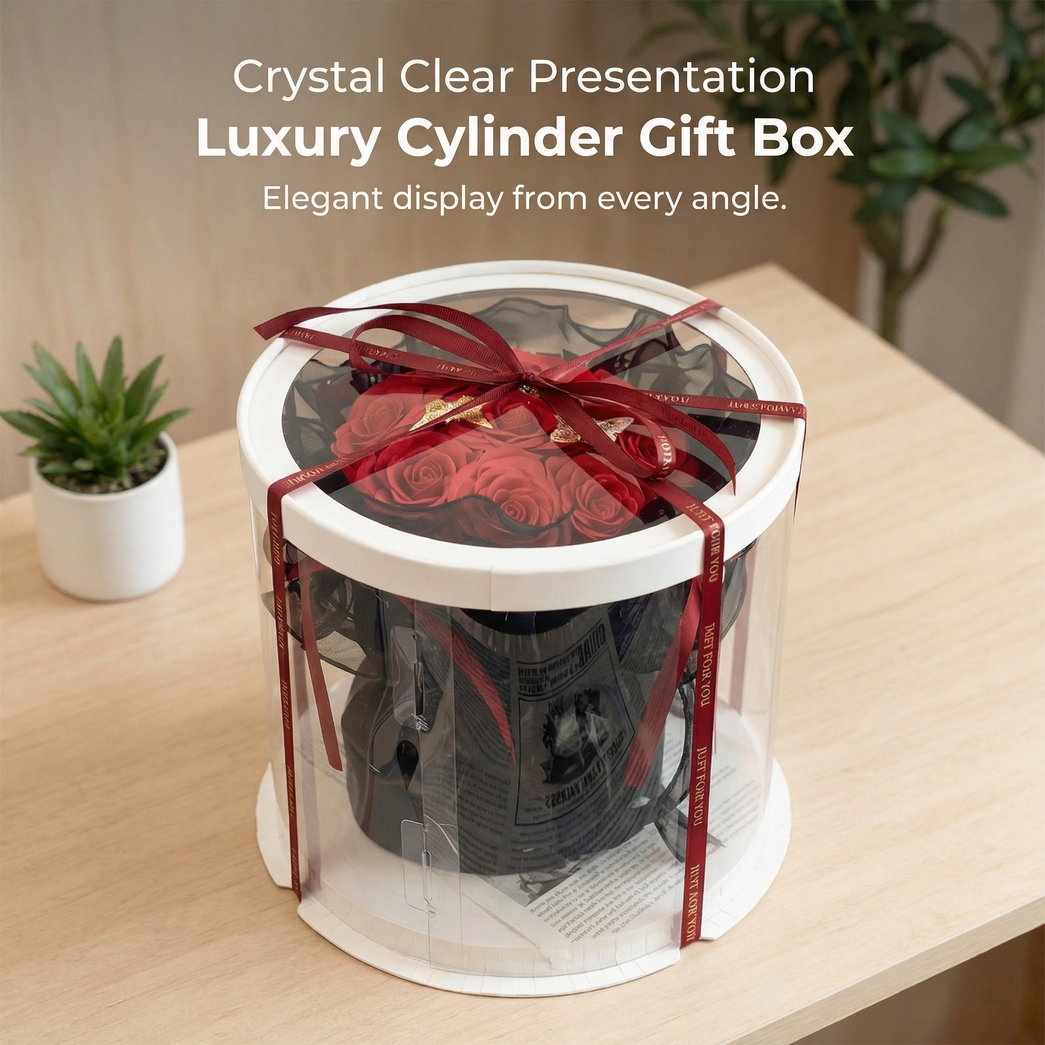 Ballet Butterfly Ribbon Rose Artificial Bouquet in Cylinder Gift Box, Perfect Mother's Day Gift, Ideal for Valentine's Day, Graduation, Birthday & Wedding