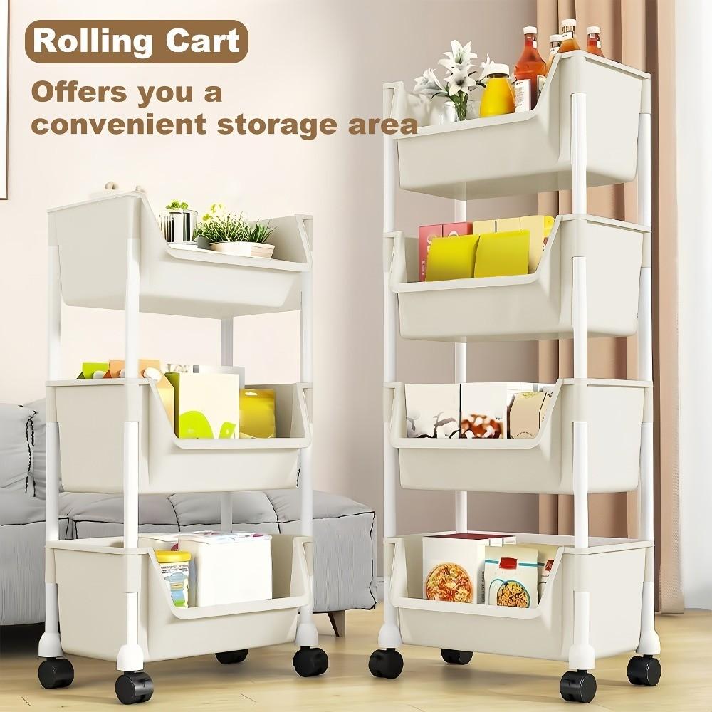 Multifunctional Narrow Storage Rack, Space Efficient Mobile Shelves, Multi-Layer Stand with Brake, Ideal for Kitchen Bedroom Living Room Dormitory, Display Storage Rack
