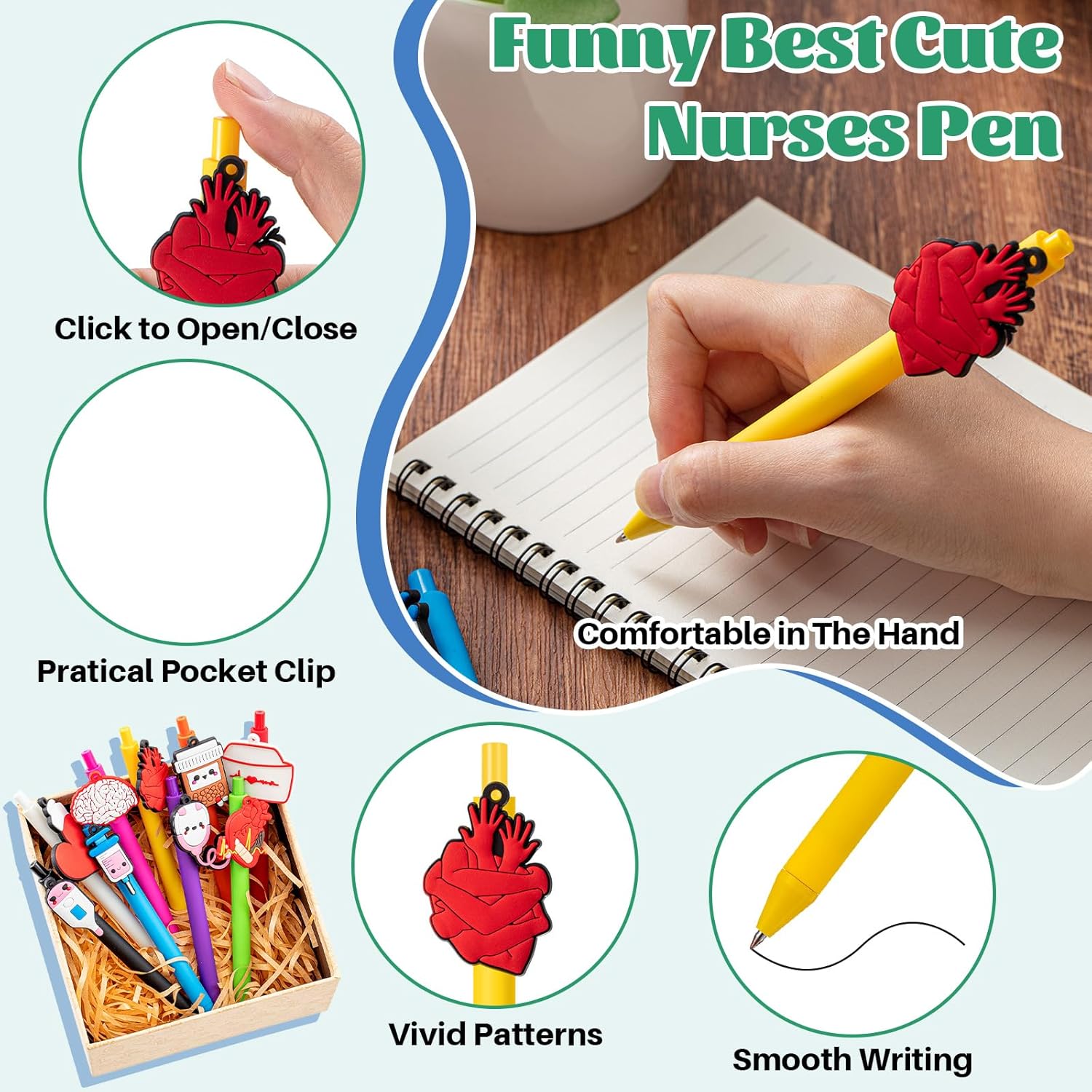 18 count Cute Nurse Pens Bulk - Nurse Week & Cna Week Appreciation Gifts Essentials Ballpoint Pens for  Assistant  Student Healthcare Graduation Worker (Funny)